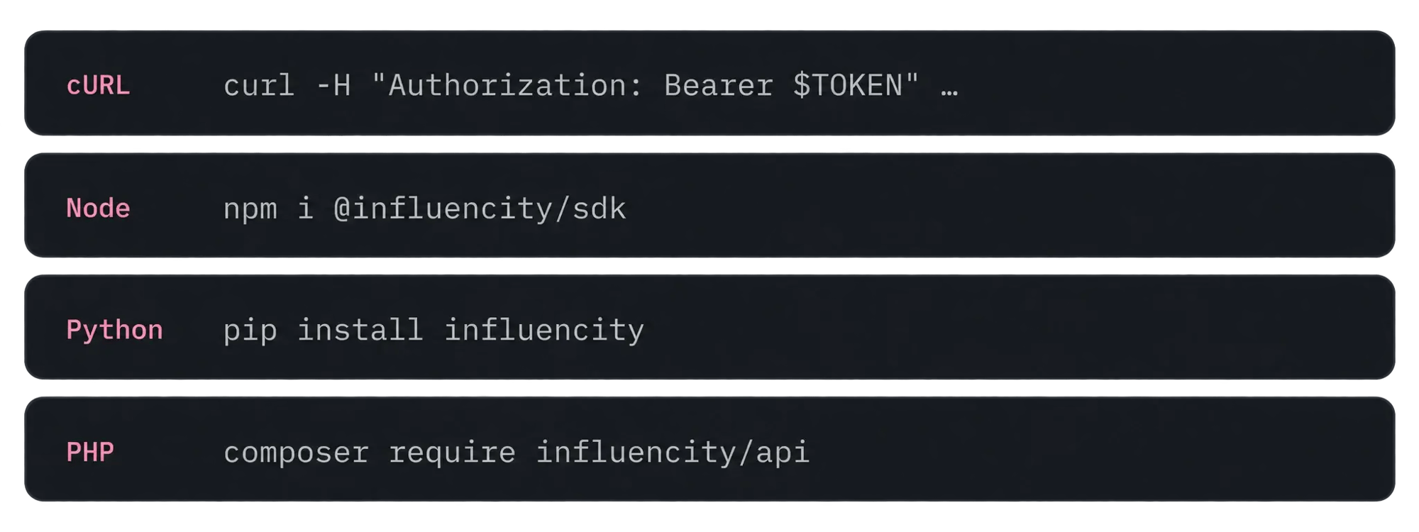 Influencer Marketing API Code Examples Influencer Marketing API Code Examples