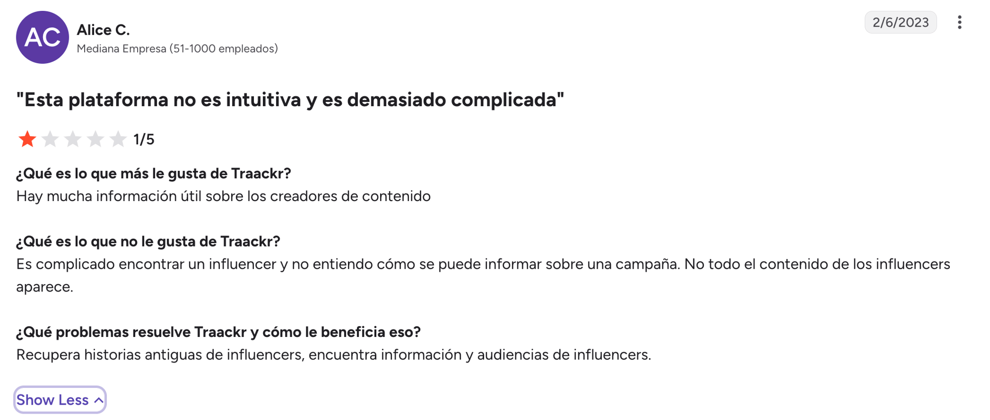 Traackr Review Spanish