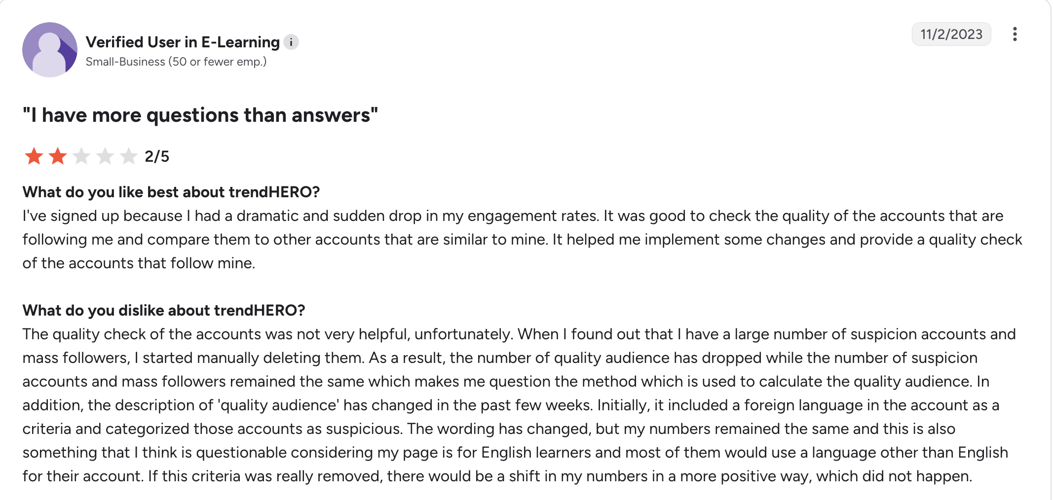 trendHERO comparison